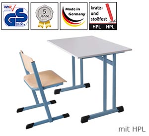 Einer-Schultisch mit HPL-Platte, Doppel-C-Form