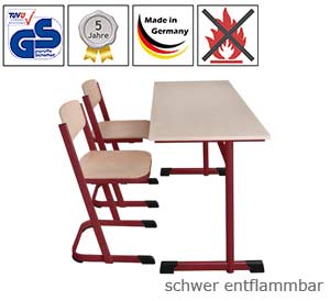 Zweier-Schultisch mit B1-Platte, C-Form